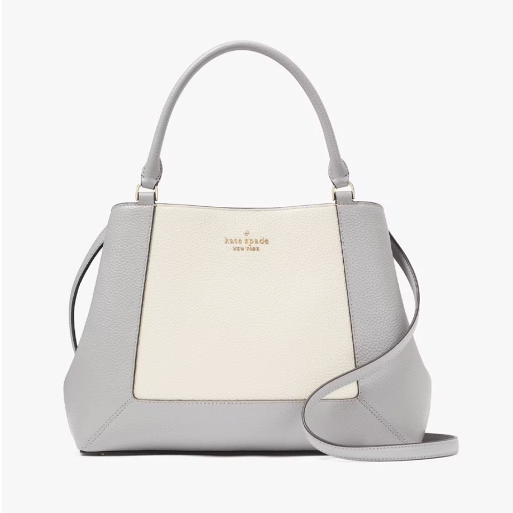 Kate Spade Lena Colorblock Gray and Cream Shoulder Bag with Elegant Design